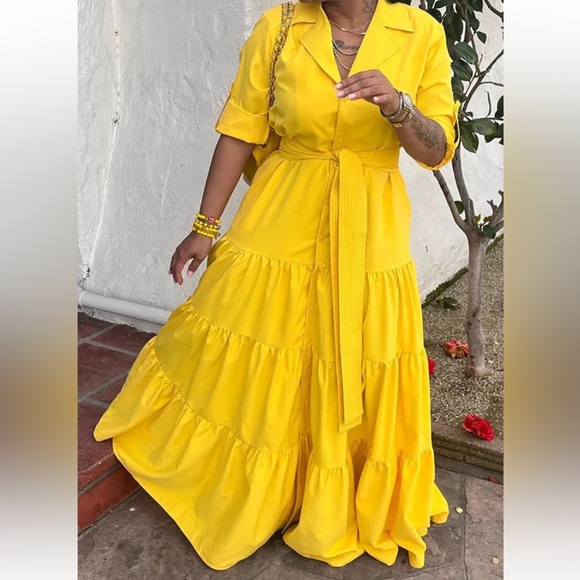 Cqbycq Dresses & Skirts - Yellow tiered Maxi Dress size M